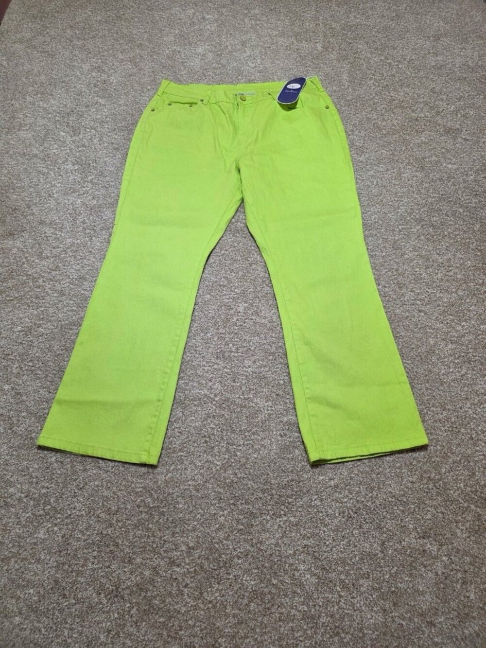 DG2 by Diane Gilman Women’s Lime Green Stretch Classic Straight Jeans Size 16WP